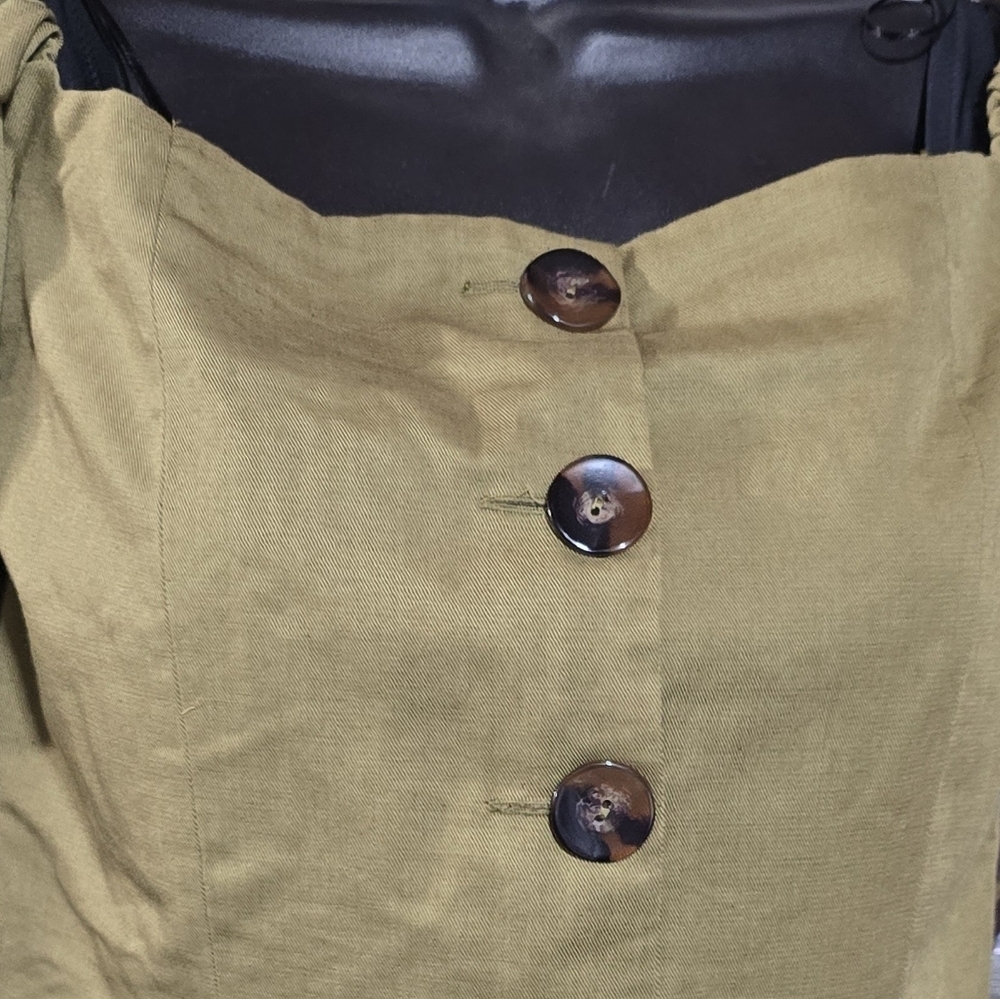 Zara Khaki Off-Shoulder Puff Sleeve Dress - Picture 7 of 8